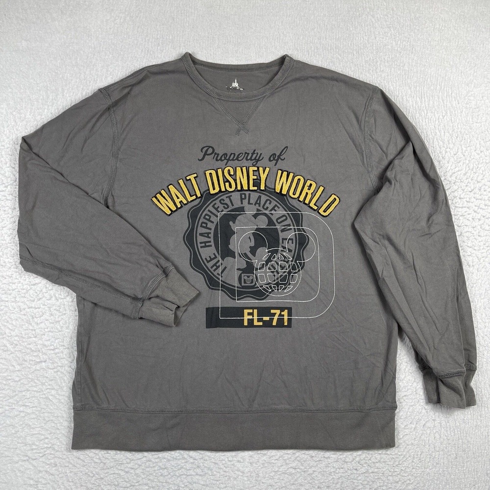 Disney Shirt Mens XL Gray Mickey Mouse Theme Park Florida Travel Casual Vacation